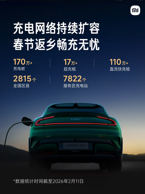 春节将至，小米充电地图入驻170万+充电桩 多项权益护航车主出行